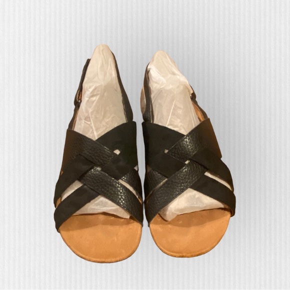 Vionic Shoes - Vionic Eira Backstrap Sandals Comfort Shoes Criss Cross Black Leather Size 8